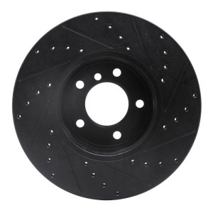BMW 528XI Brake Rotor (1) - Front Left - R1 Concepts - Drilled & Slotted - Black - `04-`10